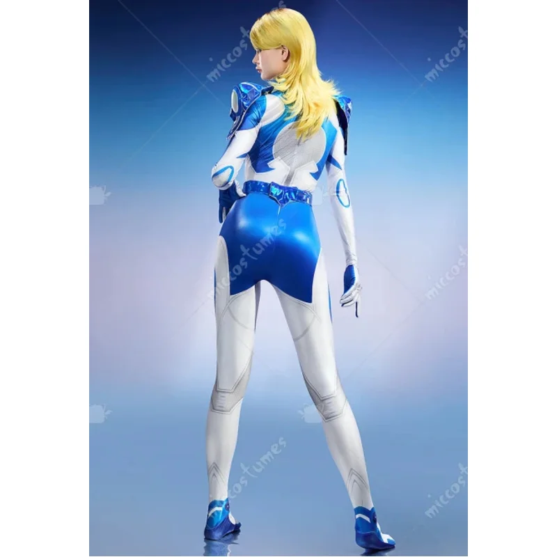 

25COSMiccostumes Women Rival Girl Sue Storm Cosplay Costume One-Piece Jumpsuit with Shoulder Armor Belt Halloween Cosplay Costum