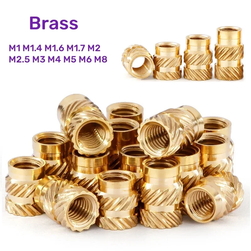 

M1M1.4M1.6M1.7M2M2.5M3M4M5M6M8 Brass Heat Threaded Insert Nut Copper Hot Melt Knurled Injection Embedment Nut of 3D Pringting