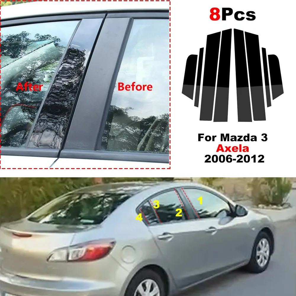 

Car Pillar Posts Door Window Trim Cover Decorative Stickers Accessories for Mazda 3 Axela 2006 - 2012 Center BC column stickers