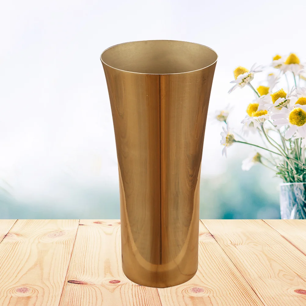 

Golden Metal Flower Vase 304 Stainless Steel Mirror Polished Retro Style Decorative Planter For Forever Flowers Shiny Surface