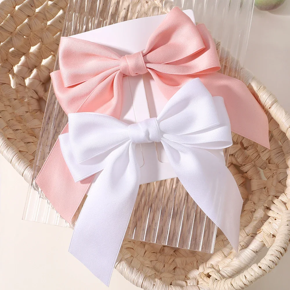 ขายส่ง 1 ชิ้น/ล็อตผู้หญิง Bows Hairclip สีทึบ Cheer Bow Barrettes สําหรับสาว Ins Academic สไตล์ Hairgripes สําหรับผม Headwear