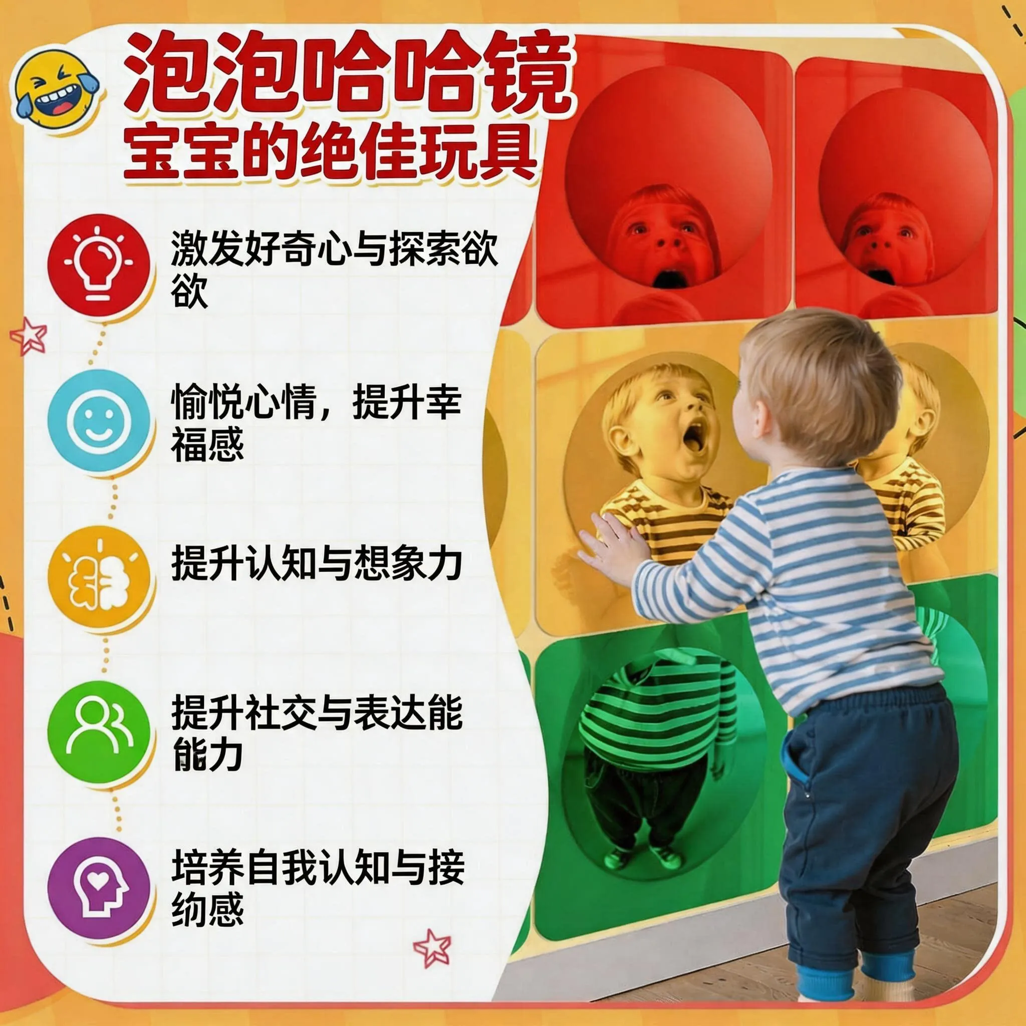 Kids Bubble Convex Sensory Mirror Shatter‑Proof Acrylic Distortion Mirror for Kindergarten