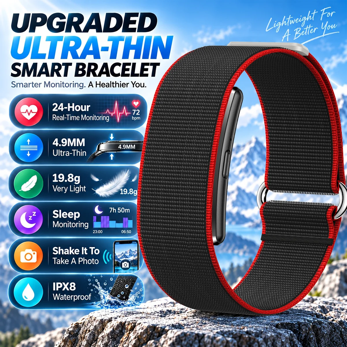 New No Screen Smart Bracelet With 79 Languages AI Audio Recordings Meeting Minutes 160+Sports Mode Health Monitor Men Smartwatch
