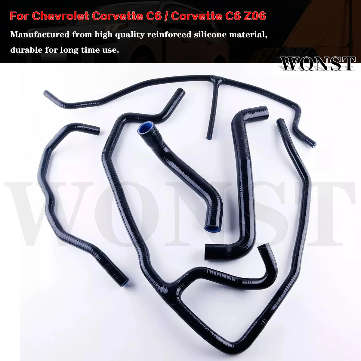 Silicone Ancillary Coolant Hose Kit For 2005-2013 Chevrolet Corvette C6 / C6 Z06 LS2 6.0L LS3 6.2L LS7 7.0L