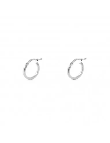 Earrings women/Girl white gold 18k square hoops 13x1.5mm