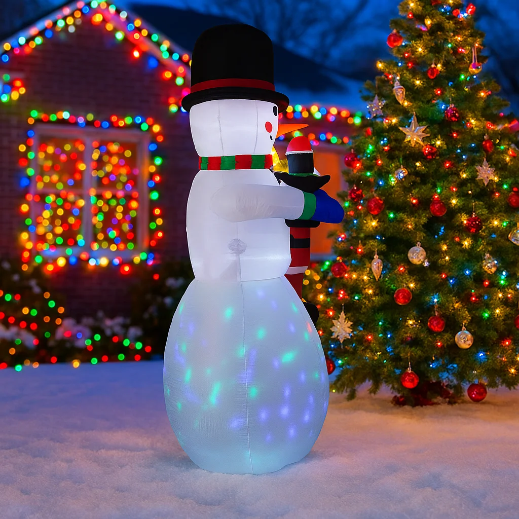 2.4 متر/7.8FT نفخ سانتا كلوز ثلج مع البطريق LED أضواء ديكورات المنزل اللعب ساحة عيد الميلاد الحلي لوازم الديكور