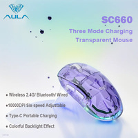 AULA SC660 Transparent Wireless Bluetooth Mouse Three-mode Connection Charging Backlight Six-speed DPI Adjustment Lightweight