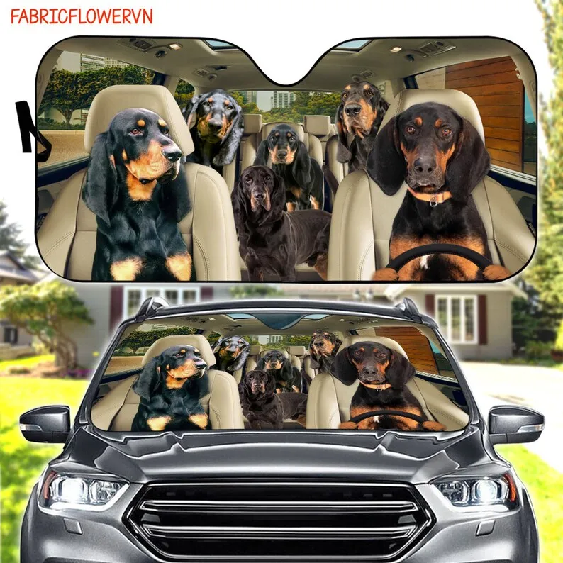 

Black and Tan Coonhound Car Sunshade, Dog Car Decoration, Dog Windshield, Dog Lovers, Dog Car Sunshade, Gift For Mom, Gift For D