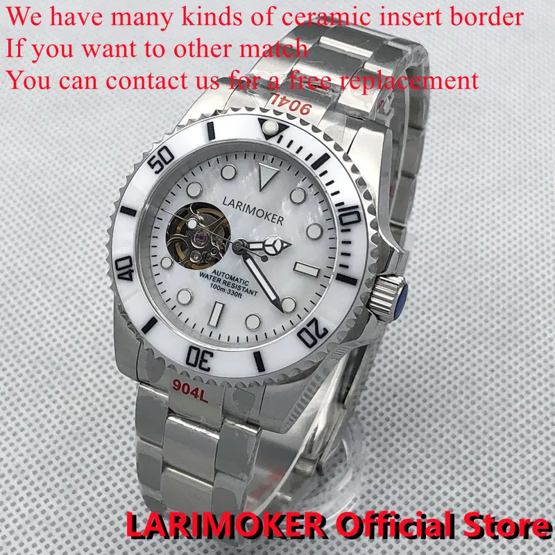 

LARIMOKER Design New 40MM Self-winding NH38A Movement Sapphire Glass Luxury Waterproof Watch 904L Oyster Strap Ceramic Insert