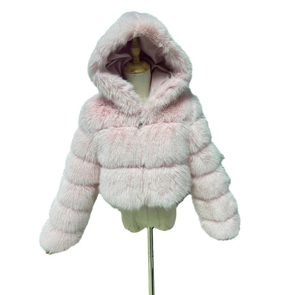 Europäischer und amerikanischer Stil, Pelzimitat, kurze Damenjacke, PU-Leder, kragenlos, moderne Mode-Oberbekleidung