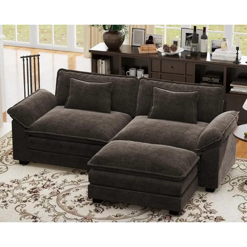86 Modular Sectional Sofa Comfy L Shaped Cloud Couch with Ottoman 3 Seater Chenille Deep Seat Modern Sofa Couch for Living