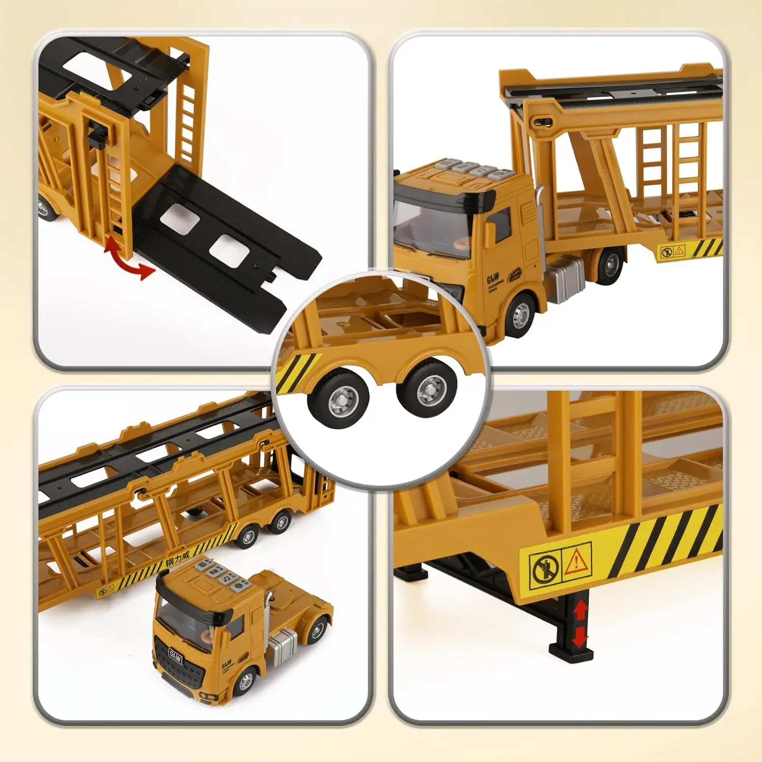 مجموعة ألعاب شاحنات حامل البناء، نموذج قيادة مقلد للغاية، شاحنات عجلات، شاحنات نقل للأطفال #6