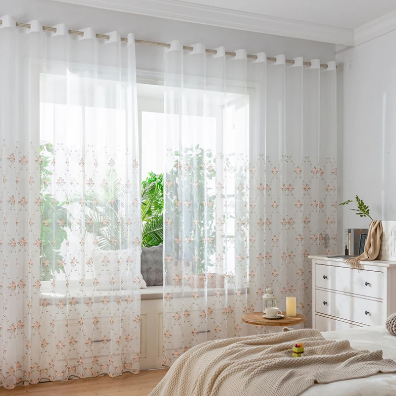 Tende trasparenti in tulle con ricamo pastorale americano di dimensioni personalizzate per soggiorno, camera da letto, sala da pranzo, decorazioni