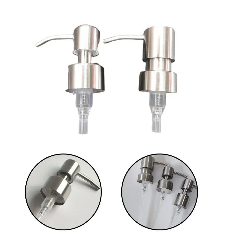 Dispensador de botellas con cabezal de prensa, tarro de mano, boquilla para loción líquida, champú, Gel de ducha, baño de acero inoxidable