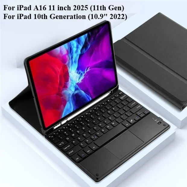

Keyboard Case For iPad A16 11 inch Gen A3354 2025 BT Keyboard With Leather Case Cover For iPad 10th Generation 10.9 inch A2696