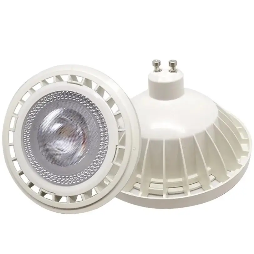 

White Body AR111 15W LED COB Downlight Dimmable G53 GU10 Base Lamp Spotlight DC12V AC110-240V QR111 Bulb Lights