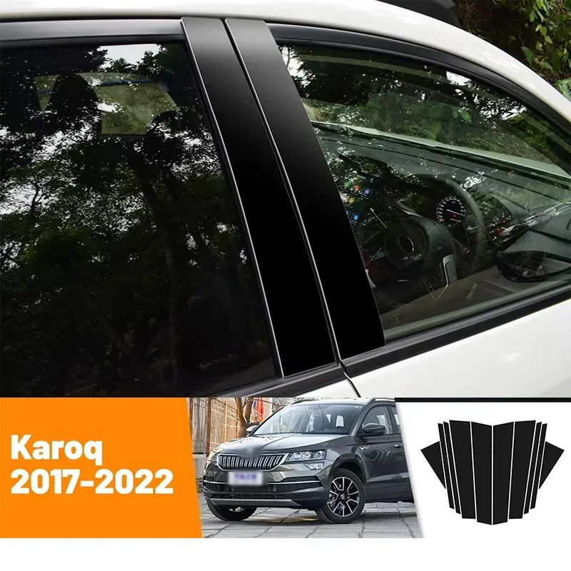 

For Skoda Karoq 2017-2022 2018 2019 2020 2021 Black Carbon Fiber Doors and Windows B C Pillars Column Decorative Stickers