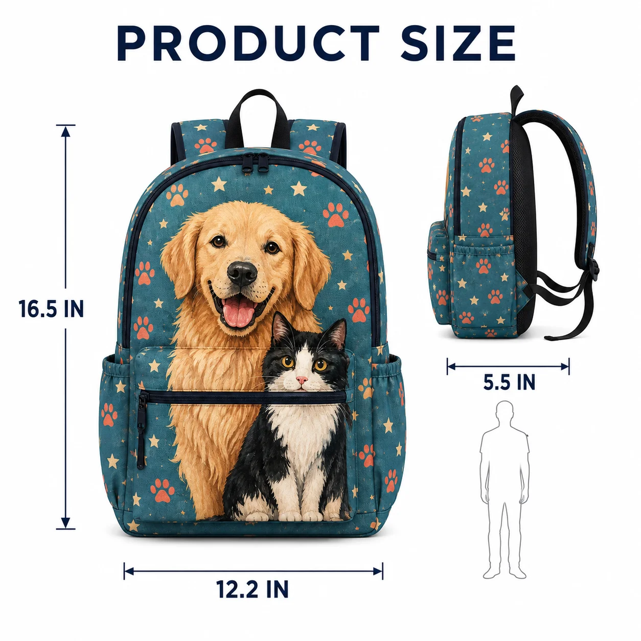 Custom Backpack Personalized School Bag with Photo & Name, Large Capacity Polyester Bookbag for Kids Teens Travel and Daily Use