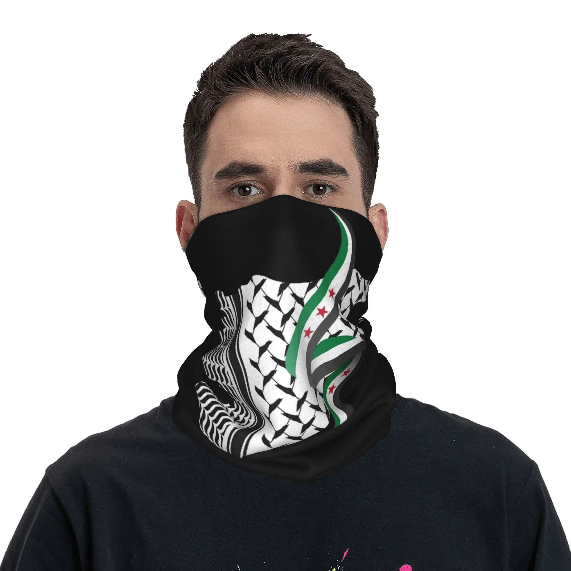 Scribble Syria Flag I love Syria Bandana Neck Cover Multi-use Balaclavas Outdoor Activities Windproof Face Scarf for Men Women