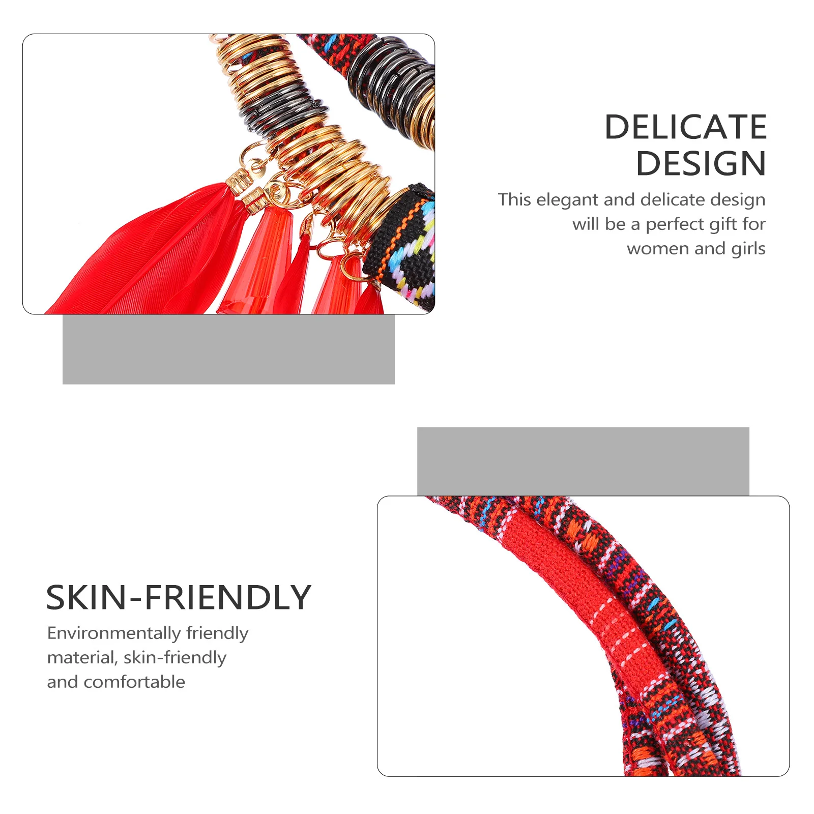 1 Set 1 Set Schmuckset mit Fransen, mehrschichtige Legierung, Halskette, Ohrringe, Retro-Fantasie-Halsband, zartes Geschenk für Frauen