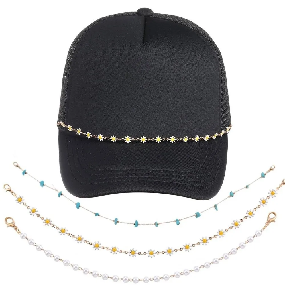 3pcs/Set Fashionable Items Detachable Cap Charms Alloy Pearl DIY Hat Chain Link Leaves Stainless Steel Rolo Chain Themed Events
