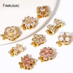 Multi Styles 18K Gold Plated Brass Flower Insert Safety Clasps,Fastener Pearl Clasps Connectors For DIY Jewelery Making Supplies