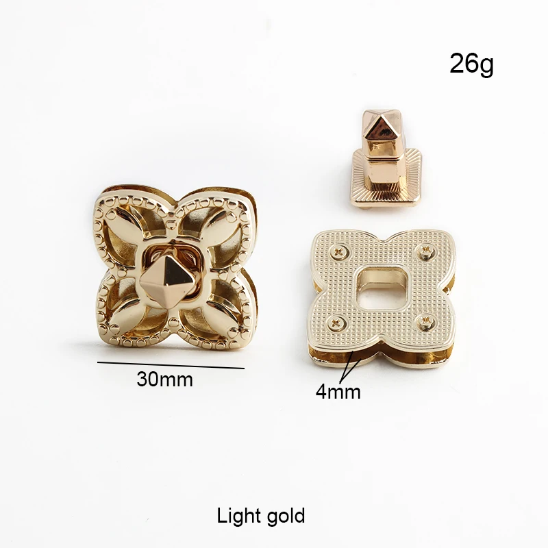 1PC Bag flower rectangular twist lock Leather craft handbag bag decorative lock Zinc alloy turn lock hardware accessories