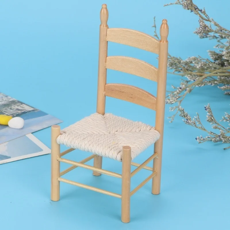 

Miniature Wooden Vintage Chair For 1:12 Dolls DIY Dollhouse Accessories