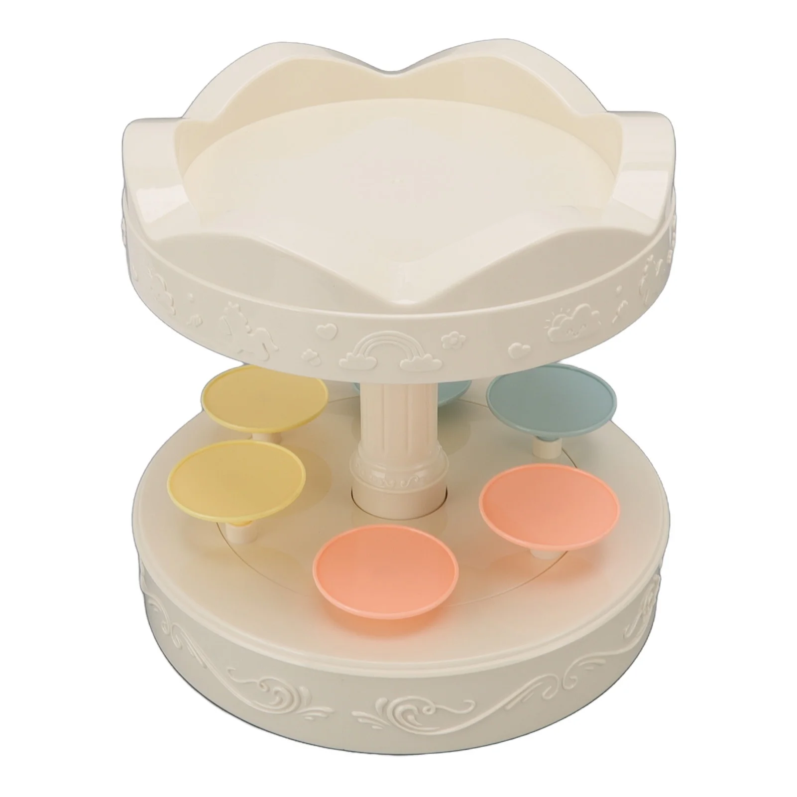 

6 Trays 2 Tier Automatic Rotating Dessert Cupcake Display Table Swing Tray with Music for Wedding Birthday Party Supplies Gift