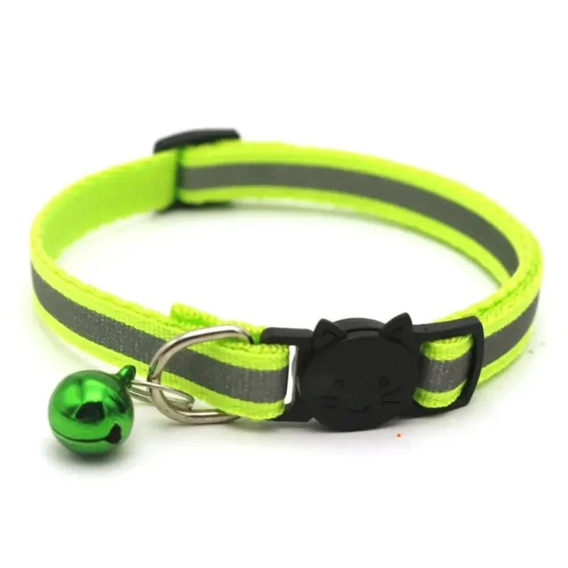 New Neck Strap Reflective Cat Dog Collar Safety Breakaway  Nylon Kitten Puppy Pet with Colorful Bell Puppy Pet Leash Accessories