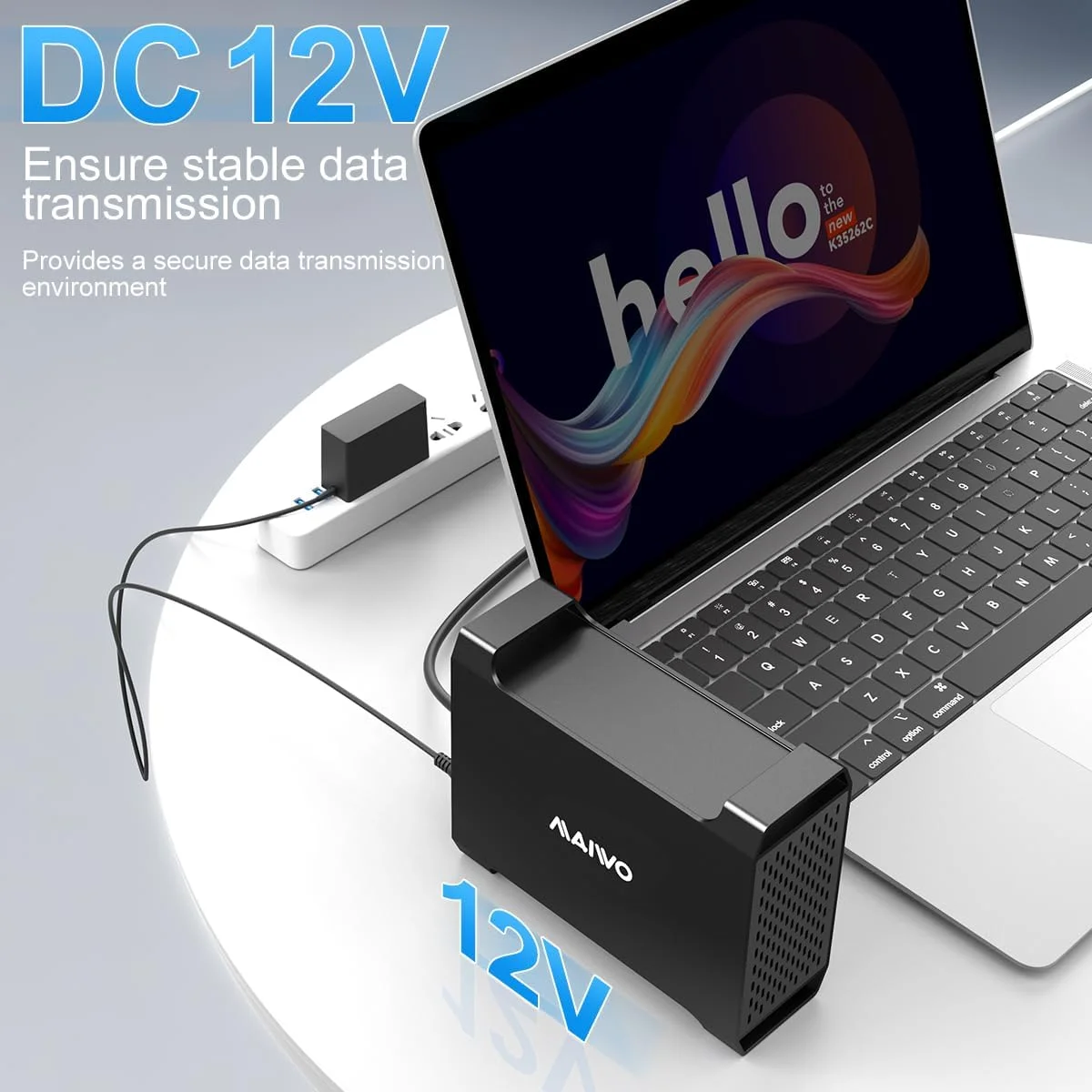 Obudowa MAIWO 2 Bay Raid na 2 dyski 3.5 cala SATA z 4 trybami Raid, adapter USB3.0 do dysków twardych o pojemności do 48 TB z wentylatorem chłodzącym — zdjęcie produktu 6