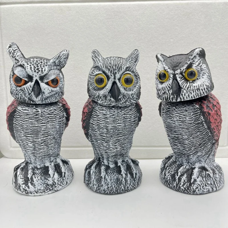 Owl Scare Control Devices With 360° Swivel Fake Owl Decoy Owl Bird Deterrent Garden Decoration