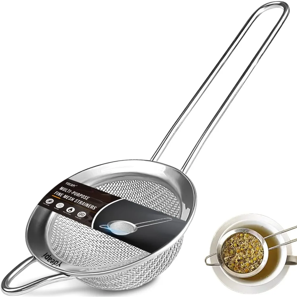 

Fine Mesh Small Strainer 2.7 Inch, Metal Mini Sieve with Sturdy Handle, Stainless Steel Strainer for Tea, Juice, Coffee, Matcha