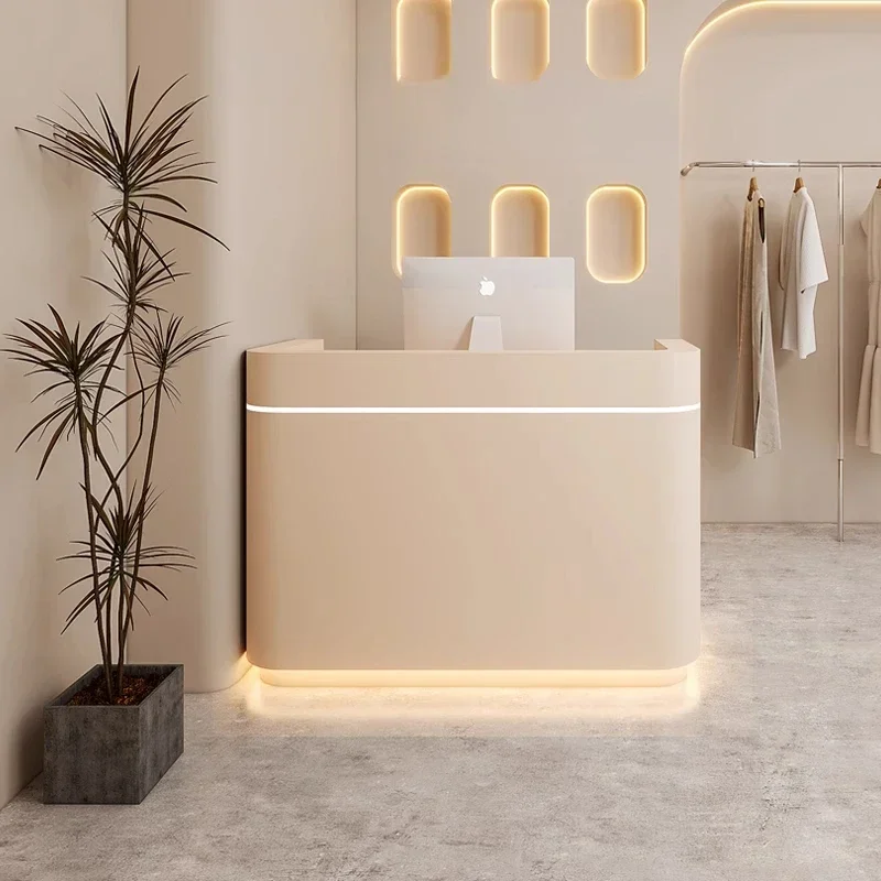 Light Corner Reception Desks Design Stylish Luxury Modern Reception Center Front Checkout Mostrador Negocio Commercial Furniture