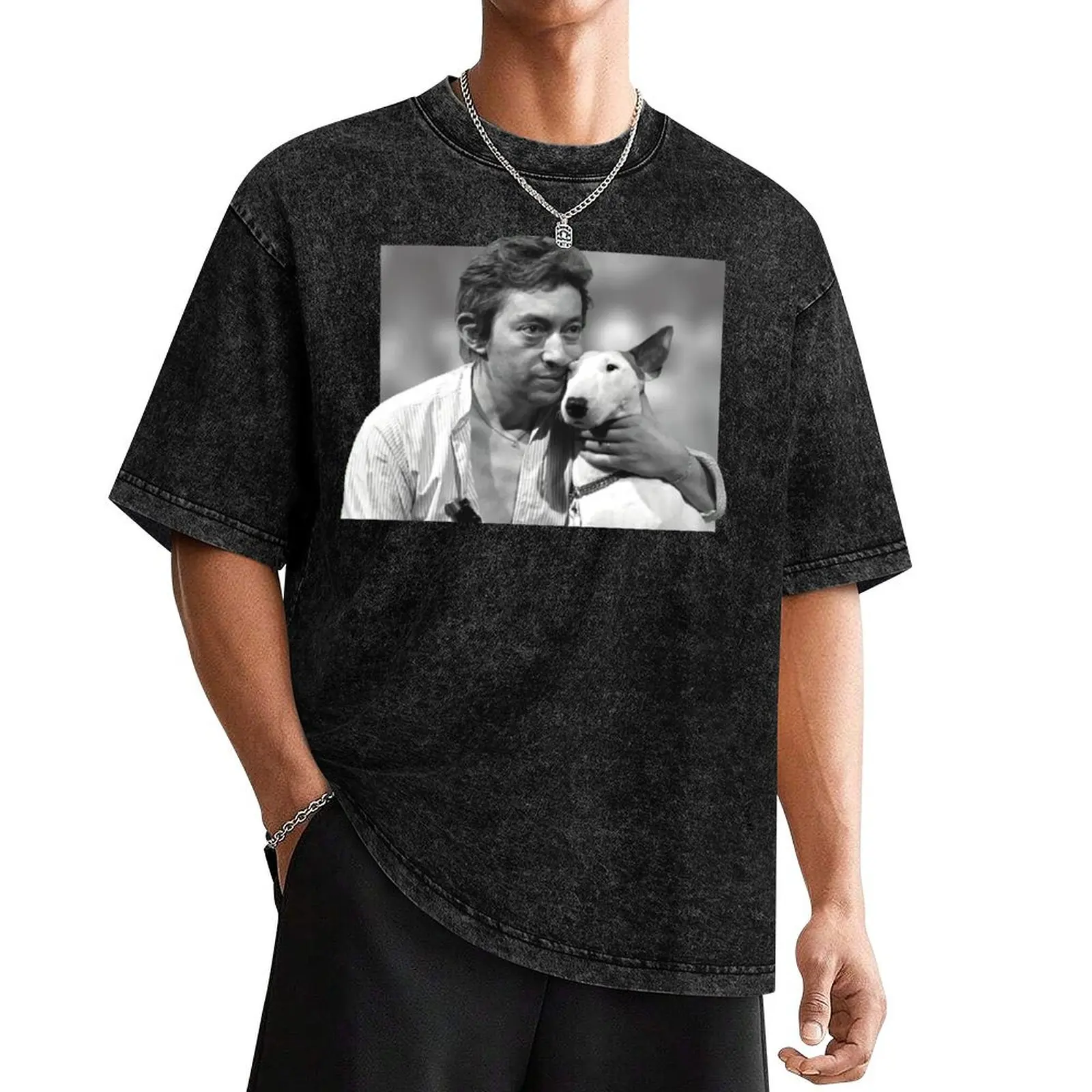 

Gainsbourg and his dog T-Shirt blacks boys whites cheap stuff Short sleeve tee men