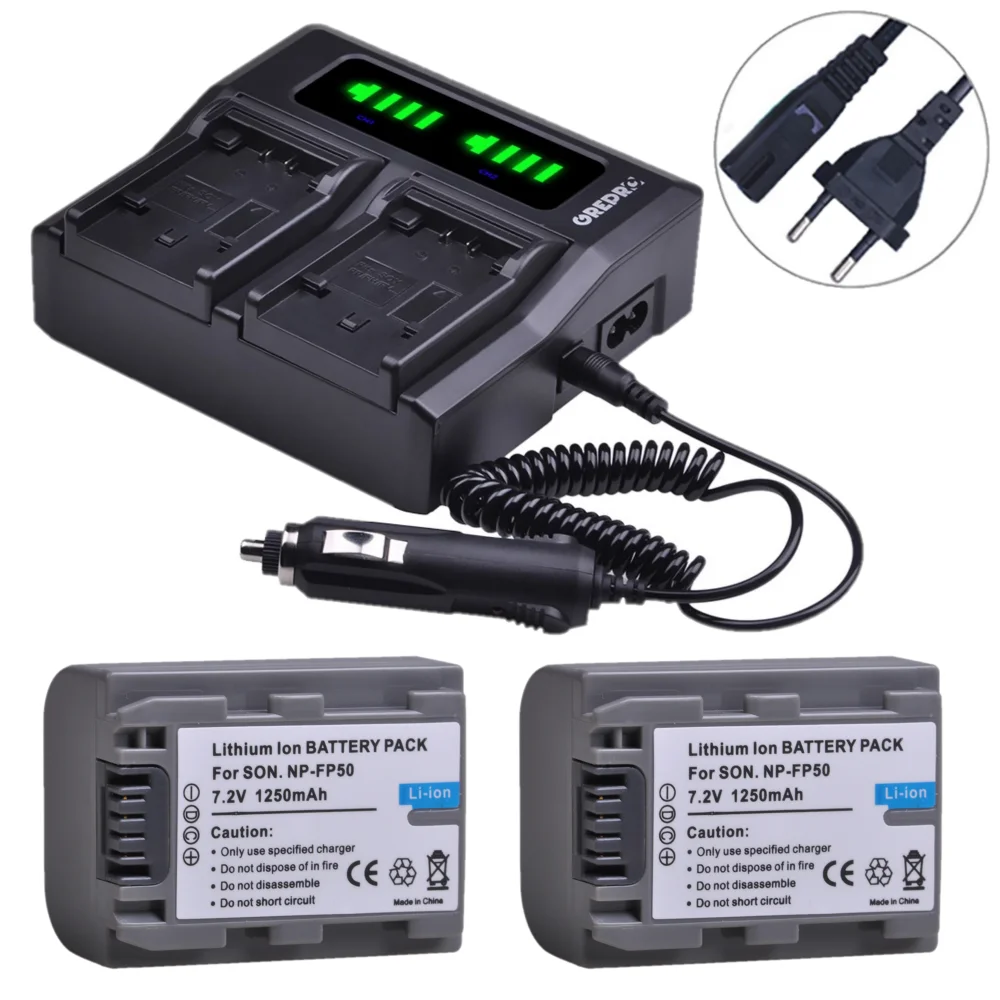 

NP-FP50 Battery and Charger for Sony DCR-HC26 DCR-HC94 DCR-HC16E DCR-DVD92E DCR-HC23 DCR-HC44