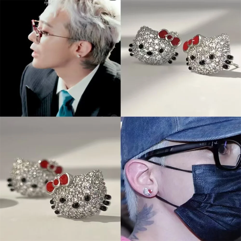 Kpop Idol GD Dezelfde stijl Hello Kitty Zoete schattige oorbellen Lichte luxe Veelzijdige high-end oorbellen G-Dragon Fans Gifts Collection