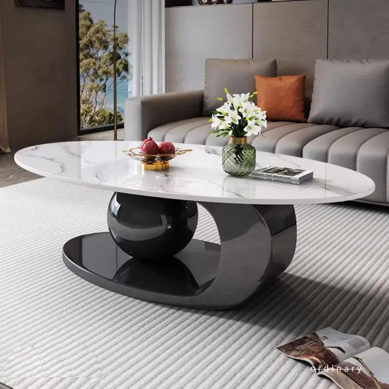 

Modern Luxury Simple Metal Oval Extendable Coffee Table Set for Home Hotel Contemporary Farmhouse for Apartment Living Room