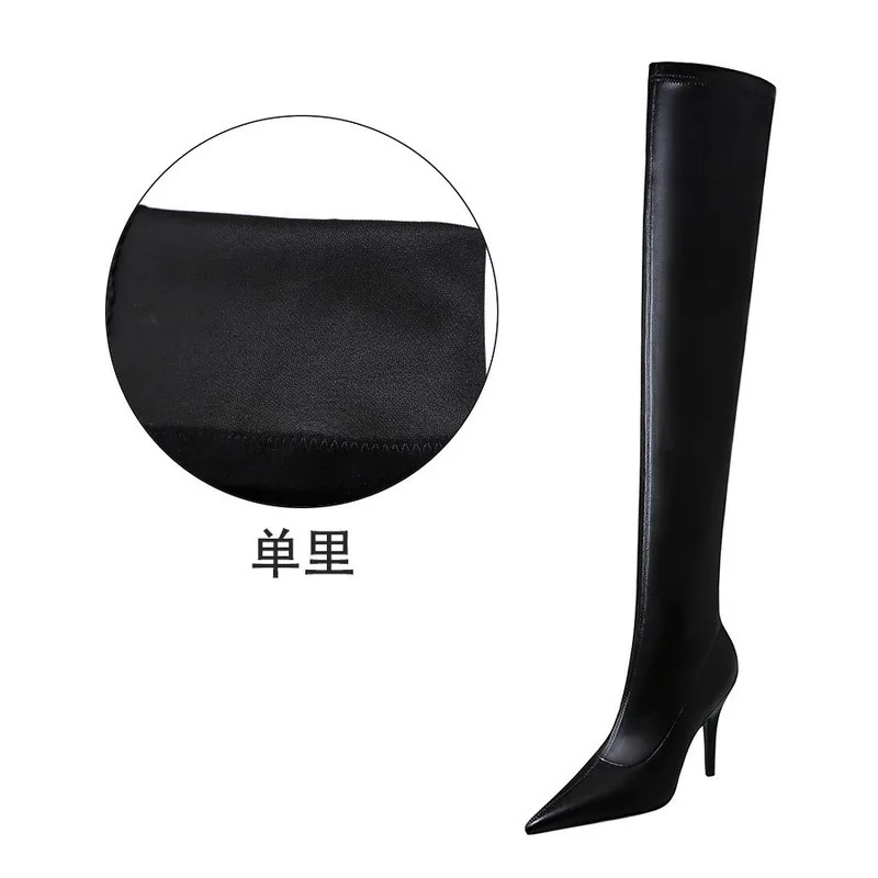 2024 Style Fashioable Ad Sexy Bottom Heels Poited High Toe Trimmig Slim Legs Over The Boots For Heeled Ladies Shoes Women Pumps