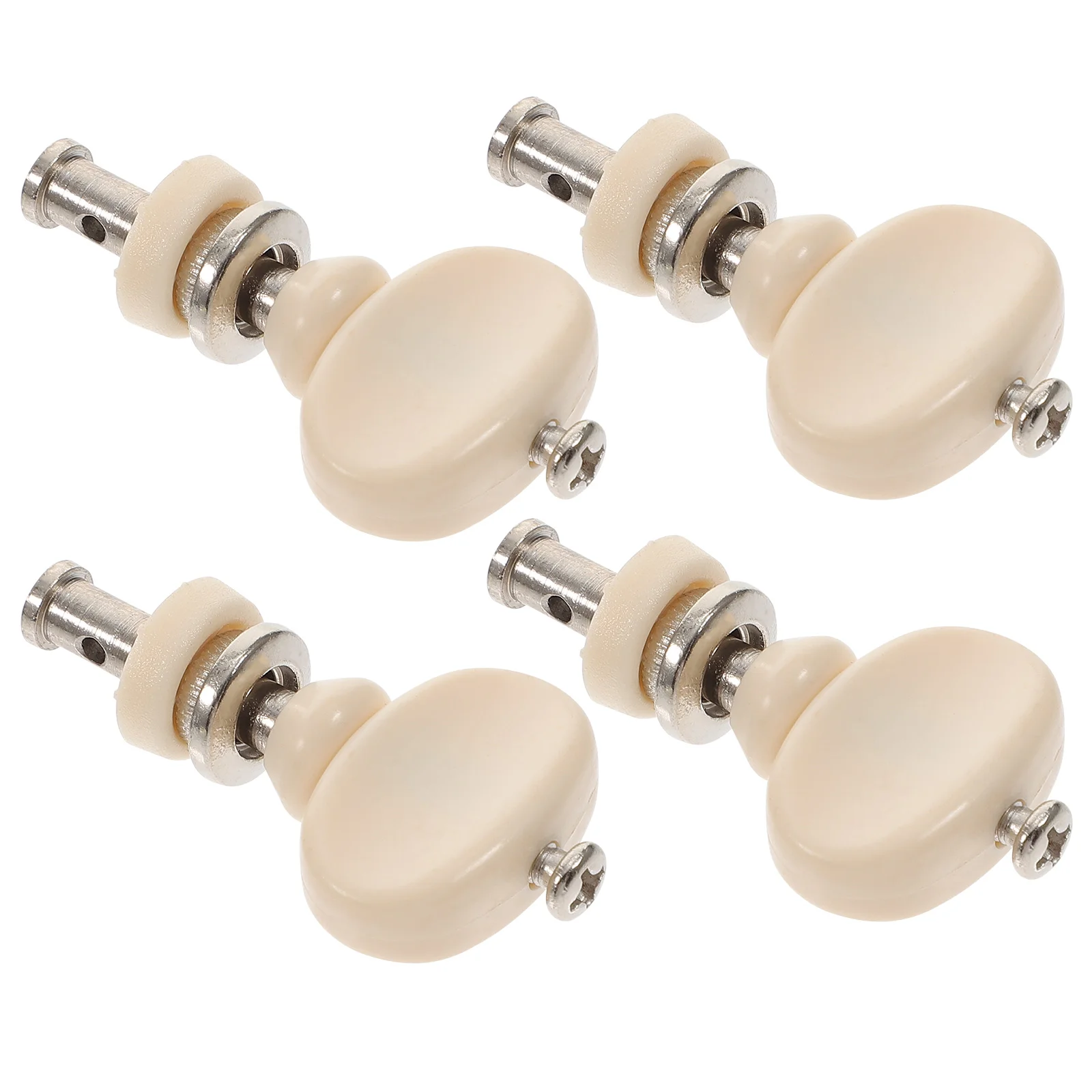 

4pcs String Tuning Pegs Keys Tuners Machine Head Pin Set for Ukulele Friction Tuners Parts White with Plastic Button (Chromium W