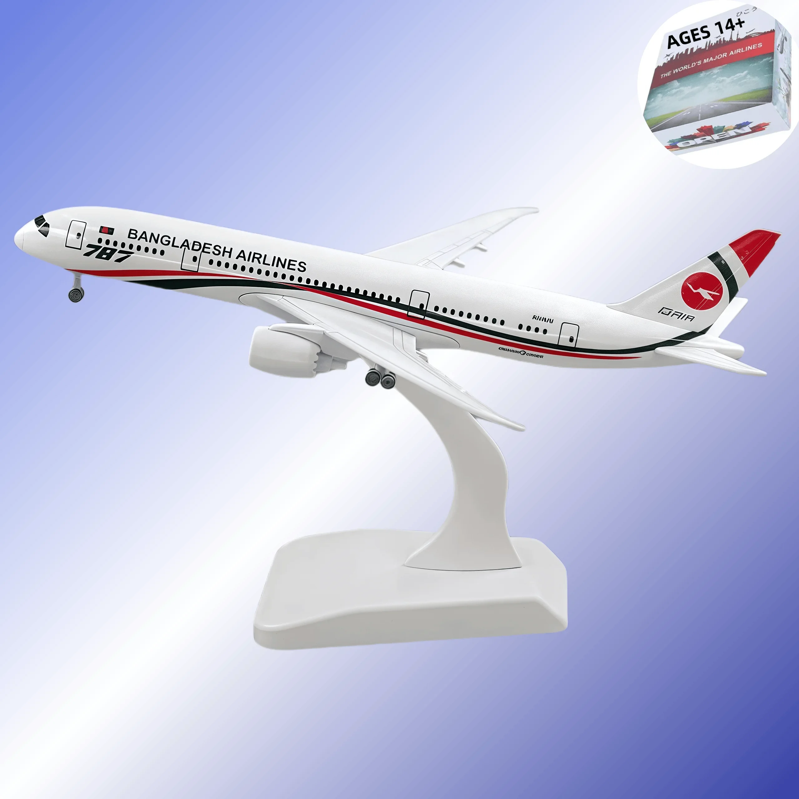 

20cm Alloy Metal B787 Bangladesh Plane Model Replica With Landing Gear Alloy Material Aviation Simulation Gift Collect