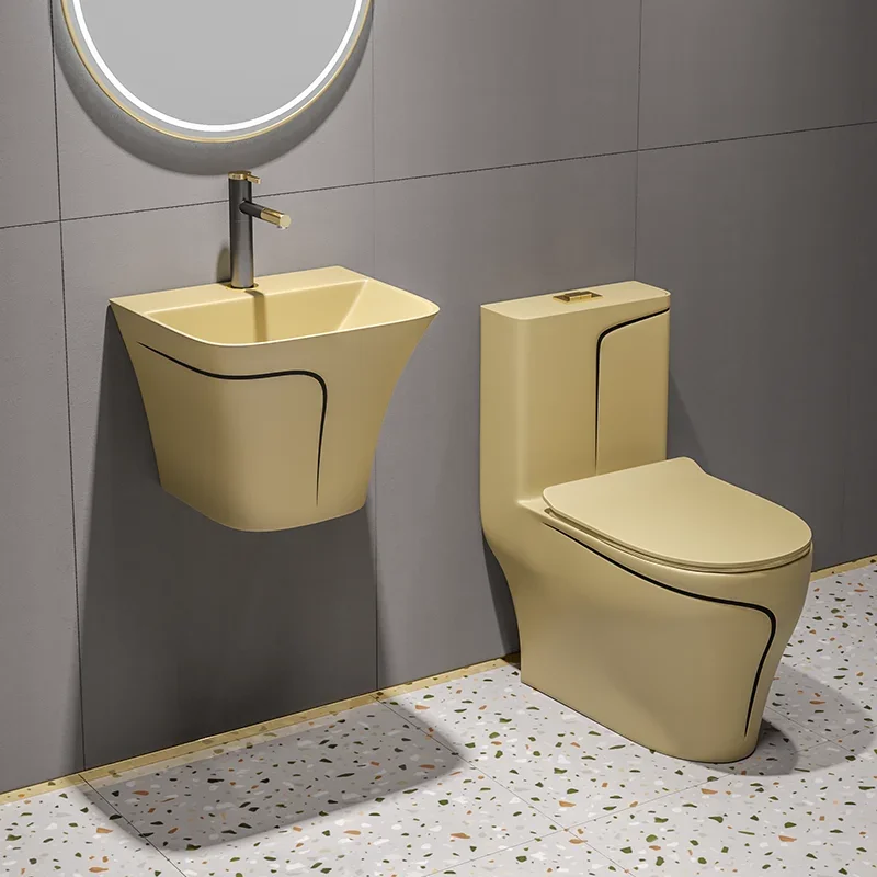 Modern Ceramic One-Piece Foshan Sanitary Ware Water Closet Bathroom 3 Piece Toilet And Basin Sink Complete Matte Wc Toilet Set