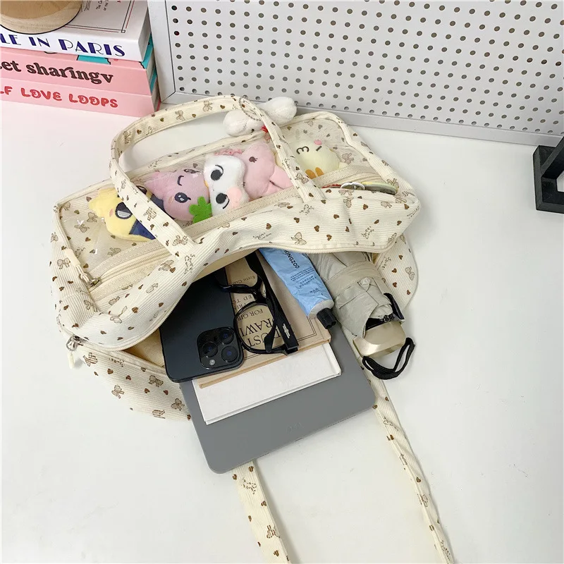 موضة أنيمي مقبض علوي حقيبة لطيف البولكا نقطة قماش حقيبة كتف سعة كبيرة حمل مريحة ومتعددة الاستخدامات الملمس Ita حقيبة