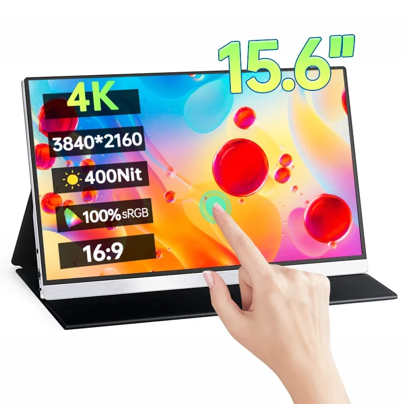 

15.6 Inch 4K UHD Touchscreen Portable Monitor 100%sRGB 400Nit HDMI USB-C 3.1 IPS Screen Moblie Display For PC XBox PS4/5 Switch