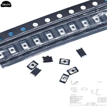 Interruptor de botón táctil de 50 piezas, 2x3x0,6 U, Micro interruptor de 4 pines SMD, Mini Interruptor táctil de luz de tecla de película delgada