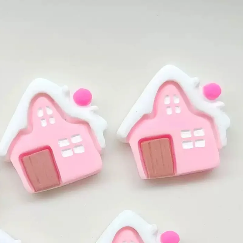 10 Pcs New Cute Resin Mini Cartoon House Flat Back Cabochon Scrapbook Kawaii DIY Embellishments Charm Decorate Accessories A61