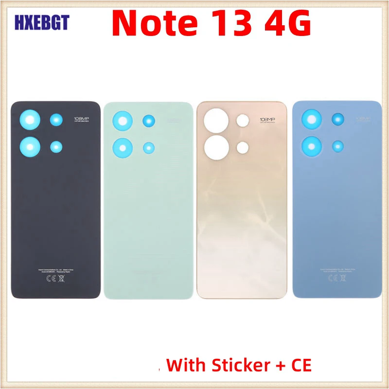 

For Xiaomi Redmi Note 13 4G Back Lid Housing Door Rear Battery Cover Chassis + Adhesive Sticker Smartphone Repair Parts