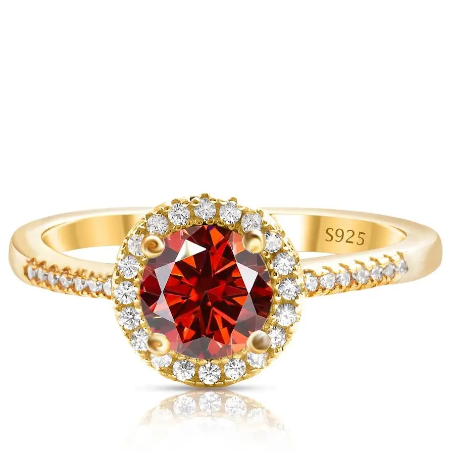 1 Carat Moissanite Ring For Women Solid 925 Silver 18k gold yellow Plated Luxury Wedding Female Jewelry With Certificate Gift