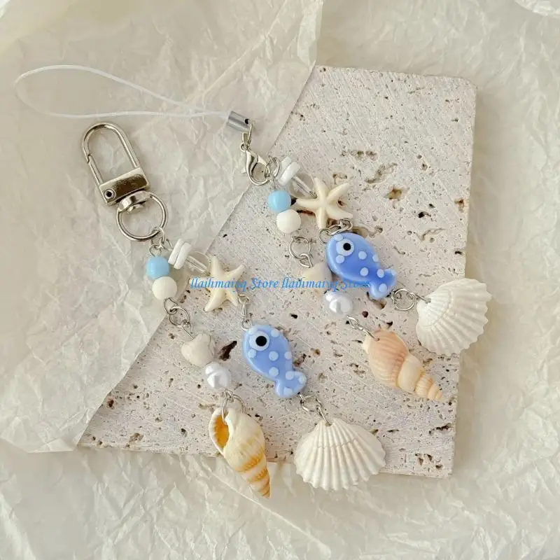 573B Beautiful Shells Designs Pendant Phone Lanyard Rings Charm for Accessories