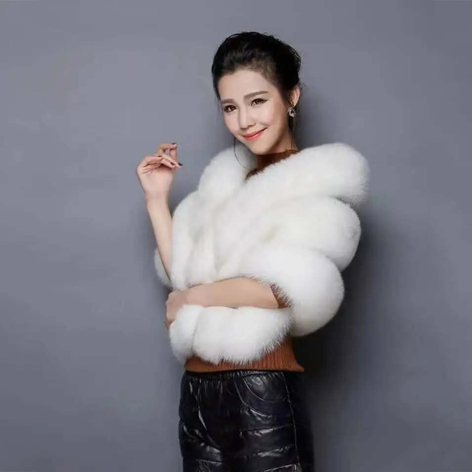 

Модная накидка из искусственного меха в полоску, Cheongsam, свадебное платье, шаль, женский плащ для банкета, вечеринки, толстые накидки